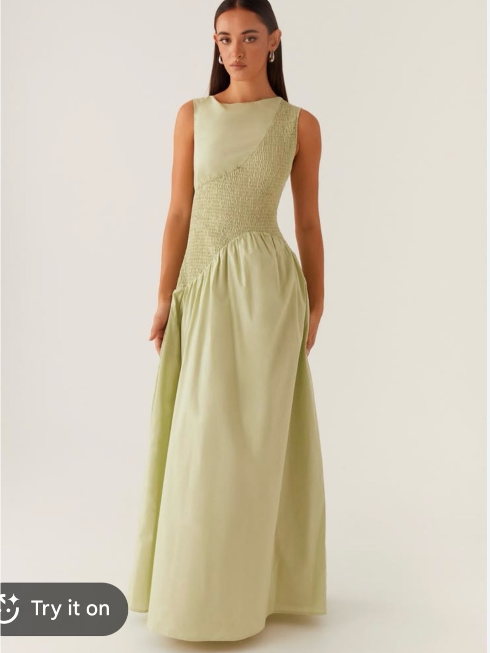 Peppermayo Altitude Shirred Maxi Dress - Light Pastel Green
